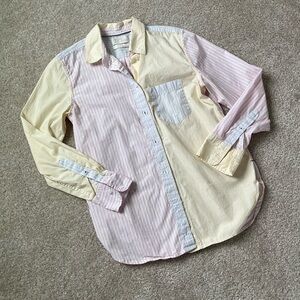 J. Crew Women’s Pastel Striped Colorblock Button Down Shirt Classic Fit Size 2